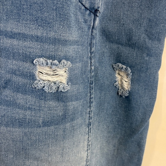 Denim Blue Distressed Jumpsuit - Picture 6 of 16